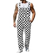 YXLUOKY Overalls for Men Checkered Jumpsuits Stretchy Rompers Work Bibs Coveralls Plaid Overol Pa...