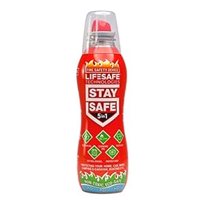 StaySafe 5-in-1 Fire Extinguisher | For Home, Kitchen, Car, Garage, Boat | The best small extinguisher that tackles 5…