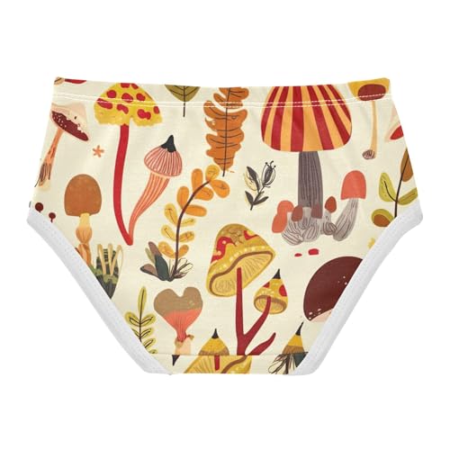 Cartoon Mushrooms Leaves Beige Little Girl Panties Toddler Underwear Floral Cotton Pattern Kids Briefs Undies 2t2
