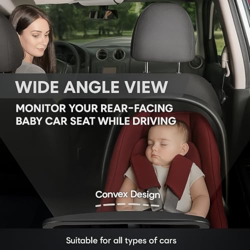 Image of Baby Car Mirror - Shatterproof Rear-Facing Seat Mirror with Clear Wide View & 360 Rotation, Crash Tested