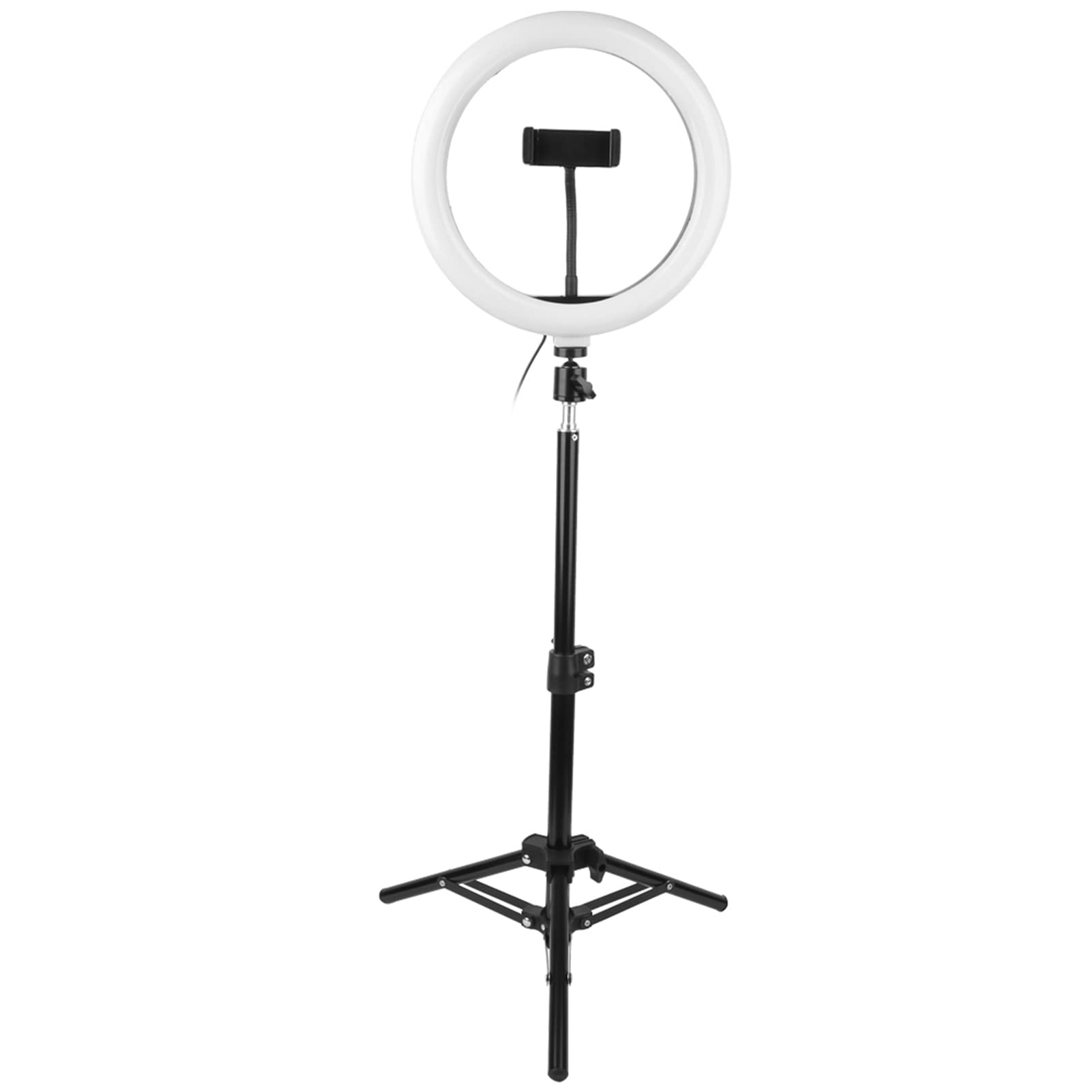 Luce Anulare a LED Dimmerabile con Treppiedi, Alimentazione USB, Ruotabile a 360°, Clip per Telefono per Studio Video di Trucco