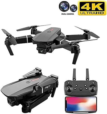 Droni con fotocamera, Drone 4K Camera Posizionamento visivo WiFi FPV Conservazione dell'altezza del drone, Modalità senza testa, Ritorno automatico, Doppia fotocamera grigia 4K + 1 batteria