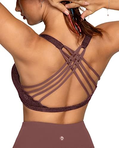 QUEENIEKE Women's Medium Support Strappy Back Energy Sport Bra Cotton Feel