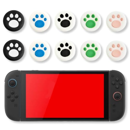SGERUFZ 10 Piezas de tapas de joystick, tapas de pulgar en forma de garra de gato, tapas de joystick de silicona, Switch2 Joycon