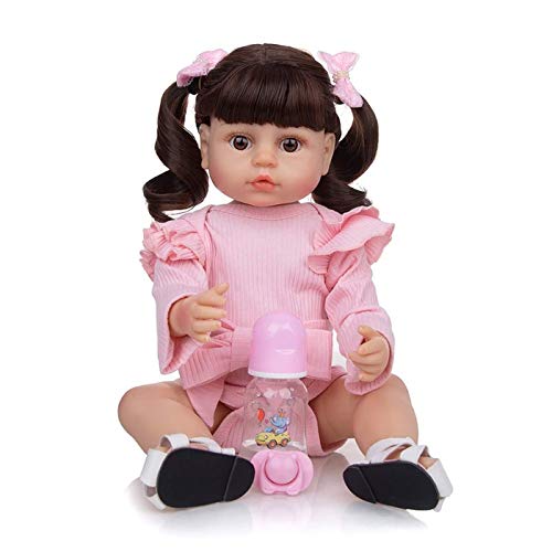 SEESEE.U Reborn Baby Dolls 55cm 22inch Handmade Soft Vinyl Doll Realistic Toddler Girl Full Silicone Body Princess Girl Doll Magnetic Mouth Baby Doll Toys for Age 3+ (Type A, Blue Eyes) Cover