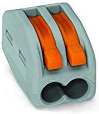 WAGO 222-412 2 Pole Lever Cable Connector, 0.08-2.5mm, Grey/Orange,50 pieces