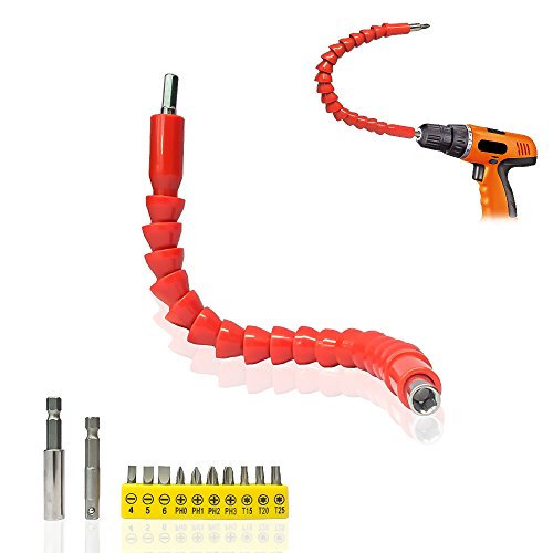 Enhanced Edition Flexible Extension Magnetic Screwdriver Extention Hex Shaft Screw Power Drill Connection Tip 11.8'' Flex Adapter W/Extend Drive Quick Connect Adaptor Size Hexagon 1/4 '' (1)