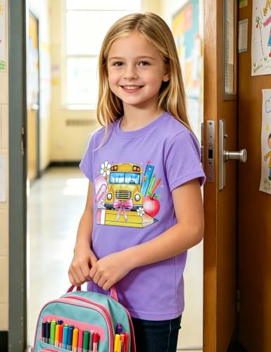 Image of Girls' School Days Short Sleeve Shirts Graphic T-Shirts Size 5-8