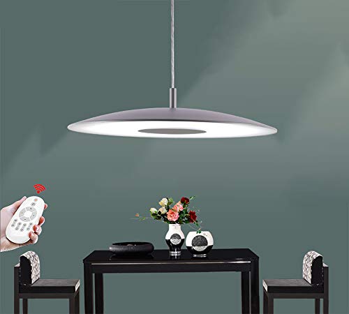 Preisvergleich Produktbild LED Pendelleuchte Esstischlampe Dimmbar Pendellampe Kronleuchter Grau Höhenverstellbare Hängelampe Wohnzimmer Deckenleuchte Küchenlampe Bürolampe Schlafzimmerleuchter Moderner Hängeleuchte Glas