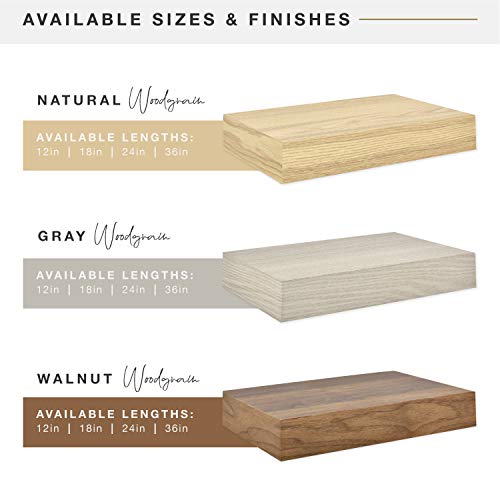 Image of MCS Natural Woodgrain Floating Shelves, 18 Inch x 4 Inch, Set of 2, 18 x 4