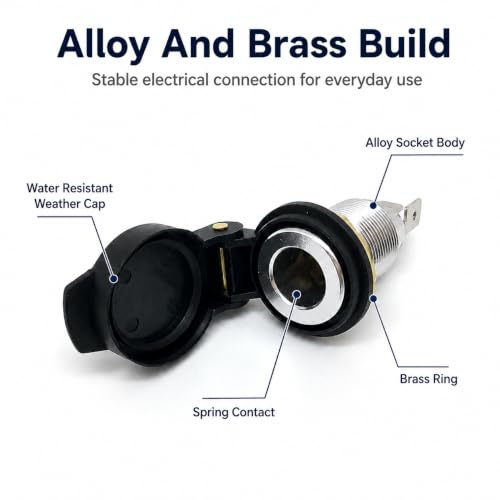 Image of Cliff Top Alloy Female DIN Motorcycle Socket Compatible with Hella Powerlet | 16A 12-24V DC, female DIN socket, 18mm panel mount, alloy body, brass ring, spring contacts, spring weather cap