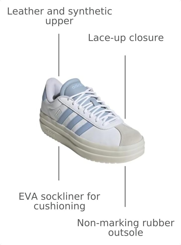 Image of adidas Womens Vl Court Bold Lace Up Sneakers Shoes Casual - Pink