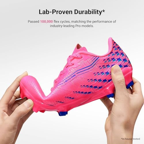 DREAM PAIRS Kids Lightweight Soccer Cleats,Hot Pink,13 Little Kid — view 3