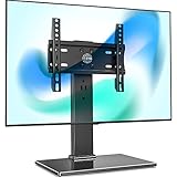 FITUEYES Universal Swivel TV Stand/Base Table Top TV Stand 19 to 39 inch TVs 80 Degree Swivel, 3 Level Height Adjustable Heavy Duty Tempered Glass Base Holds up to 99lbs TVS TT103202GB
