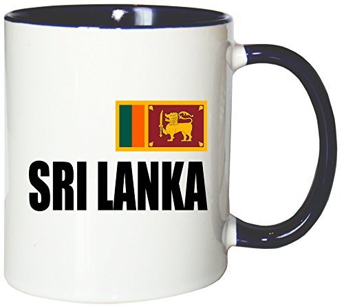 Mister Merchandise Kaffeetasse Sri Lanka Fahne Flag Teetasse Becher, Farbe: Weiß-Blau