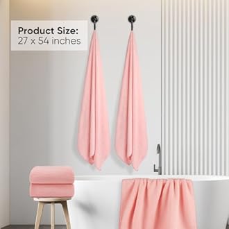 HOMEXCEL Bath Towel Set Pack of 4, Microfiber Ultra Soft Highly Absorbent Bath Towel, Lightweight and Quick Drying Towels for Body, Sport, Yoga, SPA, Fitness, Pink
