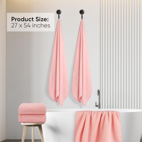 HOMEXCEL Bath Towel Set Pack of 4, Microfiber Ultra Soft Highly Absorbent Bath Towel, Lightweight and Quick Drying Towels for Body, Sport, Yoga, SPA, Fitness, Pink