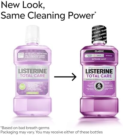 Listerine Total Care Anticavity Mouthwash, Intense Mint, 33.8 fl. oz/1L x 2