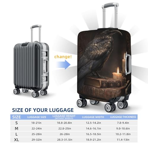 Raven On Ancient Book Candles Elastic Travel Luggage Covers Dustproof Scratch-Resistant Suitcase Protector Fit 22-24 Inch4