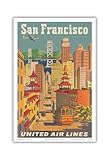 San Francisco, California - United Air Lines - Cable Car in Chinatown - Vintage Airline Travel Poster by Joseph Fehér c.1950s - Master Art Print - 12in x 18in