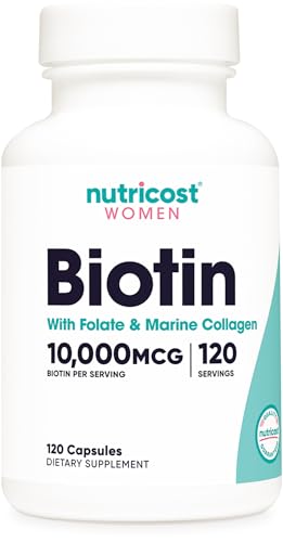 Nutricost Biotin for Women (10 000mcg) 120 Capsules with Folate & Collagen
