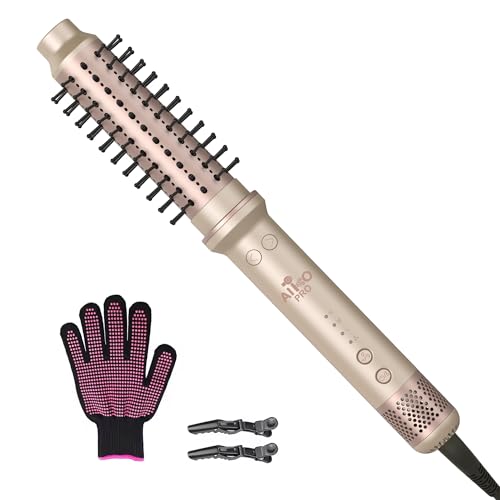 1.5 Inch Auto Rotating Curling Brush, Spinning Heated Thermal Round Brush Volumizer, 3 in 1 Ionic Hair Brush Styler for Long Medium Hair, 3 Temp Settings, 30S Fast Heat-Up, Dual Voltage