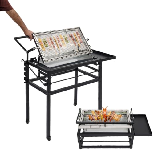 Hopuers Rotating BBQ Grill with Cart 360 Rotating Cooking Grid