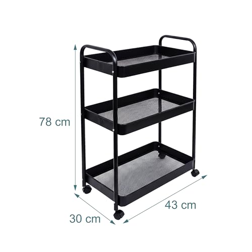 Chariot de rangement noir Relaxdays compact pour petits espaces