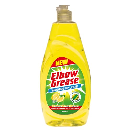 Elbow Grease Washing Up Liquid | Power Degreaser - Soap for Hand Washing Dishes, Pots, Pans & Glasses (Lemon, 600ml)