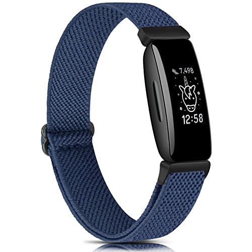 Oumida Bracelet élastique compatible avec Fitbit Ace 3 Kids / Fitbit Ace 2 pour enfants, réglable et extensible en nylon de rechange pour Fitbit Ace 3/Ace 2 (bleu foncé)