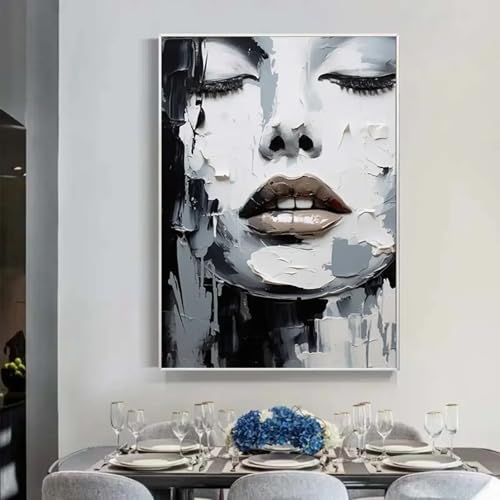 Peinture sur toile texturée moderne tableau noir et blanc salon 40x60 - 3