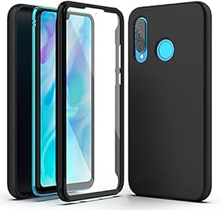 XTCASE Case for Huawei P30 Lite/P30 Lite New Edition, 360° Full Body Protective Cover with Built-in Screen Protector, Liquid Silicone Soft Gel Rubber Hybrid Rugged Bumper Shockproof Phone Case, Black
