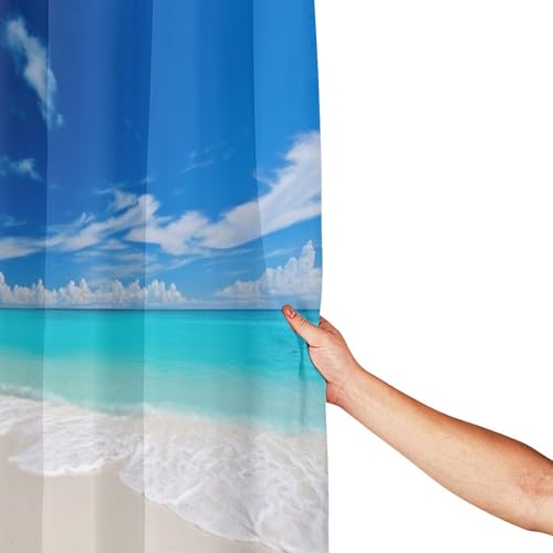 Rideau de douche moderne lavable en machine motif plage - 4