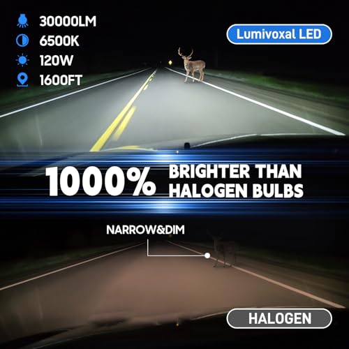 Lumivoxal 9012 Bulbs, 1000% Brighter 30,000LM HIR2 Powersport Fog Bulbs with Cooling Fan for 70000 Hours Longer Lifespan, Quick Installation, Pack of 2