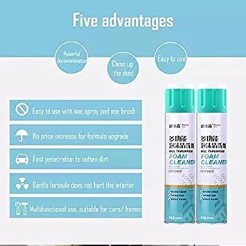 Image of HUBTURE Foaming Car Interior Cleaner Multipurpose Foam Cleaner Spray | Car /Shoes /Sofa Cleaning Spray (650 ml)