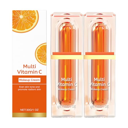 Crema tonificante de maquillaje con vitamina C, corrector iluminador hidratante, hidratante de larga duración, no grasoso, para todo tipo de piel (2)