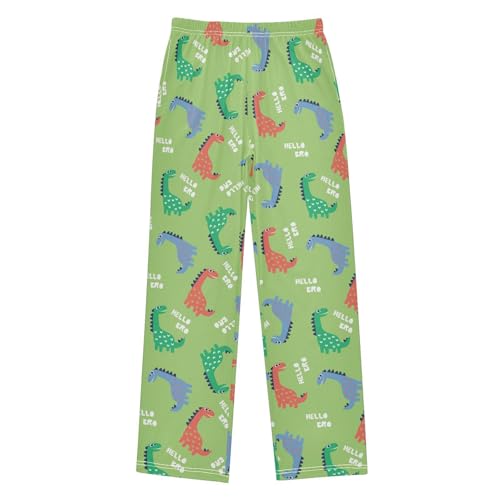 ZZXXB Hello Dino Boys Long Pants Soft Trousers Elastic Waist Kids Lounge Bottoms with Pockets S-XL