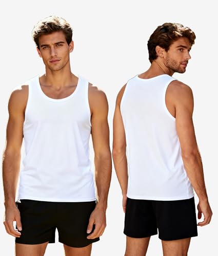 Image of BAMBOO COOL Men's Tank Top Undershirts Moisture Wicking Breathable, Fitted Ruglar Fit T Shirts for Men 3 Pack