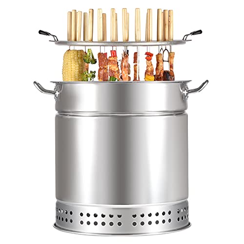 MOWEO Asador de Carbón de Acero Inoxidable,Asador Vertical,360 ° para dorar, para cocinar al Aire Libre,Camping,Barbacoa de jardín Accesorios de Barbacoa de Cocina