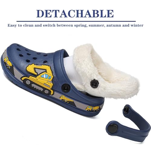Image of Toddler Lined Clog Slippers Winter Garden Sandals Kids House Shoes Warm Slip On Sneakers Cartoon Slides for Boys and Girls Children Indoor Outdoor