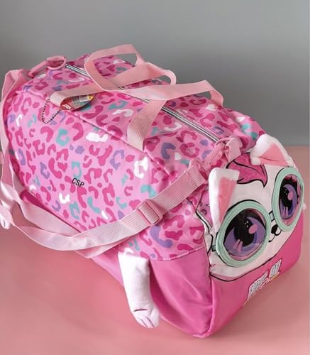 Image of 3D Design Duffle Bag for Kids & Adult| Large Compartment Foldable Luggage with Shoulder Strap | Lightweight Travel & Short Trips Storage Organizer for Women (Cat)