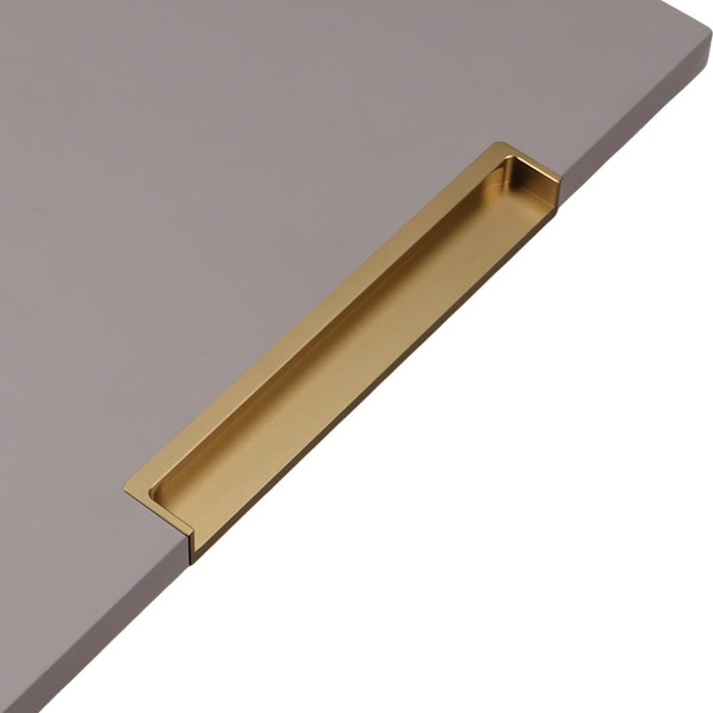 Mkauyycb Champagne Gold 200 Recessed Handles, Concealed Handles, 1Pcs Shoe Cabinet Dark Embedded Buckle Hand Invisible(Champagne Gold 200)
