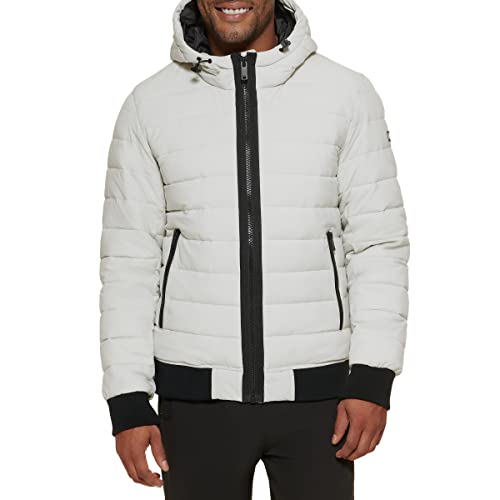 Image of DKNY Men's Quilted Performance Hooded Bomber Jacket