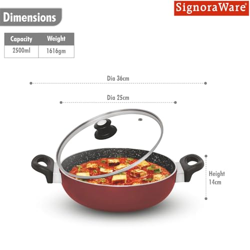 Image of Signoraware Perfecto 4 Coating Non Stick Kadhai 24cm | Gas & Induction Compatible | Low-Oil Cooking | Ergonomically Designed | Ideal for Frying, Sauteing or Preparing Rich Curries (2.5 LTR | Steel)