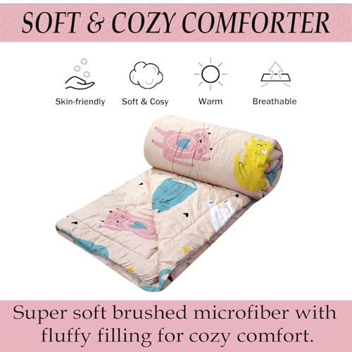 Image of MORADO Glace Cotton AC Comforter /Blanket /Quilt for Double Bed | Ultra Soft & Lightweight | All Season Reversible Comforter | Cozy Bedding for Home & Hotel | Size 90x100 Inches,Cat & Multi,Double