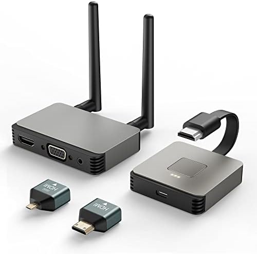 Wireless HDMI Transmitter and Receiver 4K, Wireless HDMI Extender, Wireless HDMI Adapter Plug & Play 2.4/5GHz Streaming Video/Audio from Laptop, PC to HDTV/Projector/Monitor (Brown) (Brown)