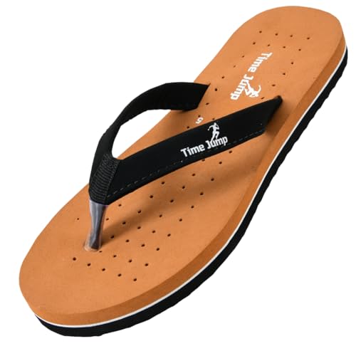 Image of Perforated Flip Flops, Burgundy with Black Straps, Casual Beach Sandals