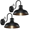 2 Pack Dusk to Dawn Outdoor Wall Sconces Exterior Farmhouse Gooseneck Barn Light Vintage Matte Black Outside Wall Mount Light Fixture Anti Rust Waterproof Outdoor Light for House Porch Garage