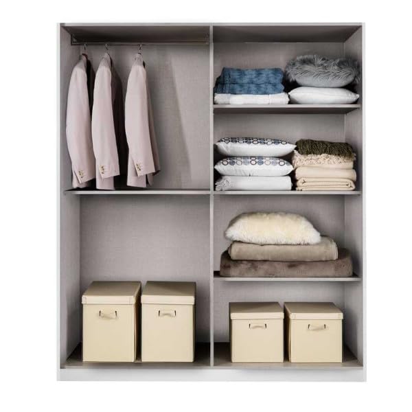 Chambre complète 160x200 Noir brillant/Or - NAHESA - Cadre de lit : L 168 x l 215 x H 112 cm ; Armoire : L 162 x l 53 x H 212 cm ; Commode : L 108 x l 41 x H 77 cm ; Chevet : L 52 xl 37 x H 54 cm ; M