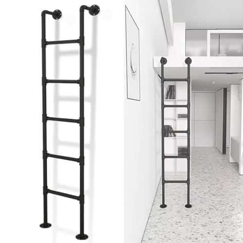 Échelle de lit mezzanine en métal noir pour optimiser l'espace d'un aménagement de camping-car
